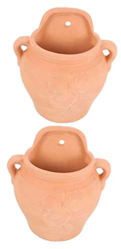 CANIGHT 2pièces Pot De Fleurs Mural Suspendu Terre Cuite avec Drainage Jardinière pour Plantes Intérieur Et Extérieur Décoration De Balcon Mur Design Créatif Et Élégant
