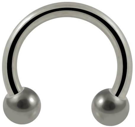 AZARIO LONDON G23 Grade Titan 14 Gauge Circular Barbell mit Kugel Septum Ring Titan Tragus Piercing Titan Hufeisen Körperschmuck