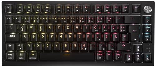 Corsair K65 Plus Wireless 75% RGB Hot-Swap-Fähige Mechanische Gaming-Tastatur – Vorgeschmierte Taktile MLX Fusion-Schalter – PBT-Schlüsselkappen – QWERTZ DE – Schwarz
