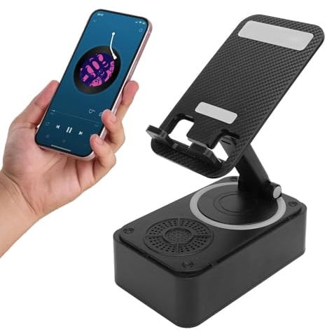 Jectse Mobile Phone Stand with Bluetooth Speaker, HD Surround Sound Speaker, 360 Degree Rotatable Cell Phone Holder with Cordless Bluetooth Speaker for Men Women Dad Mom Birthday