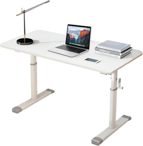 Wooruy Manual Adjustable Standing Desk,Height Adjustable Desk,Sturdy Standing Workstation Computer Desk Workspace Table for Home Office Study and Small Spaces,White 80 x 45 x 90 CM