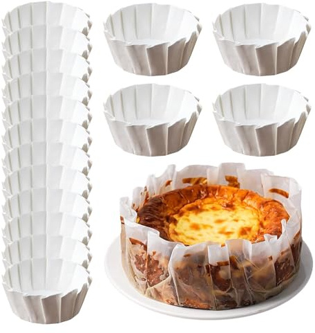 Cup Cake Paper Cup,50X Oil-Proof Basques Cake Paper Liners | 4/6/8-Inch Muffin Tin Liners, Paper Bakeware, Parchment Paper Rounds for Cake Balls, Muffins