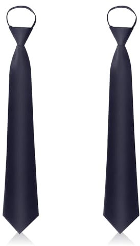 Nodcows 2Pcs Krawatte Herren, Verstellbare Security Krawatten, Lange Schmale Sicherheitskrawatte mit vorgebundenen Knoten für Krawatten Hochzeit Schlips Trauerkrawatte Reißverschluss (Marineblau)