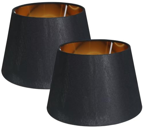 Sinta 2 Pcs 9 Modern Tapered Lampenschirm Ersatz Schwarz Gewebe Einfacher Stil Lichtschattierung Mit Gold Futter für E27/E14 Tischleuchte/Wandleuchte