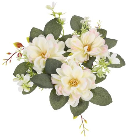 QUMIIRITY Künstlicher Blumenkranz Für Stabkerzen Eleganter Kerzenring Mit Lebensechten Blüten Hochzeitsdekoration Und Tischmittelstück Romantischer Kerzenhalter Champagnerfarbe