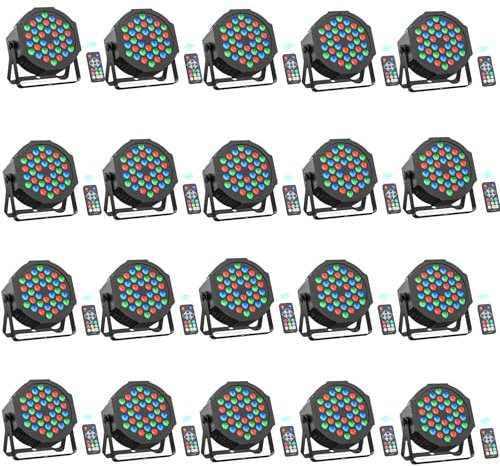Rtktoup 20PCS 36 LED Parlicht, RGB Par Strahler Led Par Scheinwerfer Discolicht mit Fernbedienung, Partylicht mit Klangaktivierter Steuerung, für Bar Hochzeiten Geburtstagsfeiern Halloween Weihnachten
