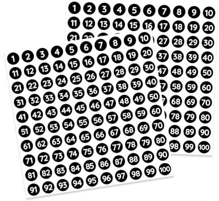 Momowin 30 Wasserfeste Zahlen Aufkleber，1-100 Aufkleber Zahlen Klebezahlen zur Beschriftung und Schnellen Identifizierung von Objekten (10mm，Schwarz)