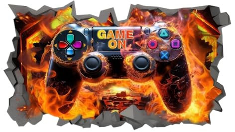3D Wandtattoo Gamer,50 * 28.5cm Wandtattoo Kinderzimmer Jungen,Bunte 3D Game Wandaufkleber,Hochwertige Junge Gamer Wandaufkleber,Geeignet Als Geschenk zur Zimmerdekoration für Teenager