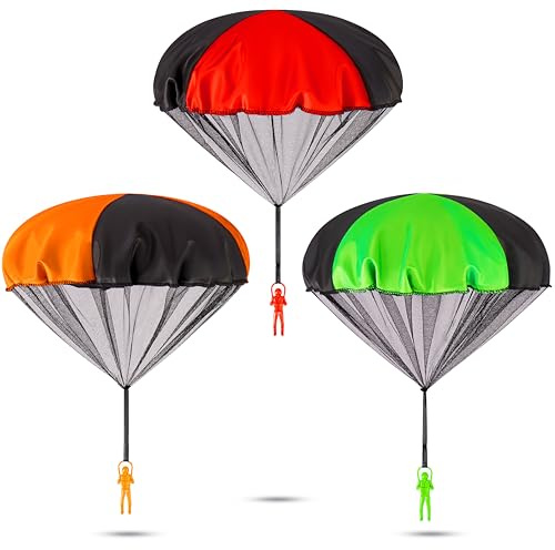 Parachute Toys for Kids, Beach Toys for 3-13 Year Old, Outdoor Flying Games, Christmas Stocking Stuffer, Birthday Thanksgiving Coolest Gifts for Toddler Children Teen Boy Girl Men, Larger 3Pcs