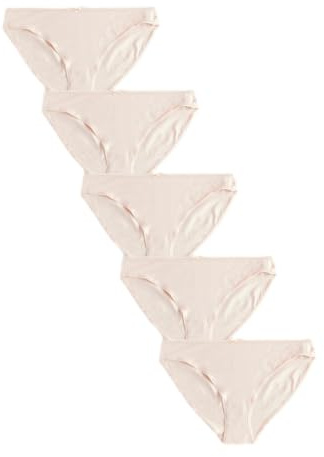 NEXT Damen Slips mit hohem Baumwollanteil und hohem Beinausschnitt, 5er-Pack Pastel Rose Nude 48