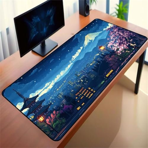Gaming Mouse Pad, 1500x800x2mm XXL Mousepad, Large Non-Slip Desk Pad, Improved Precision and Speed, Mouse Mat Suitable for Office, Gamer, Home (Night View Loft)