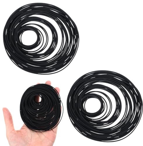 Classicseali 150pcs Cassette Drive Belts, Black Rubber VCR Belt, Record Player Belt Replacement 20-120mm, Repair Hybrid Flat Replacement CD Drives Belts, for DVD CD LD VCR Repeater Drive 1mm Width