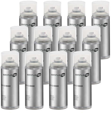 SIMPLETEK - 12 x Bombe aérosol de peinture galvanisée chrome à froid pour métaux galvanisés protège de l'oxydation 400 ml (12 pièces)