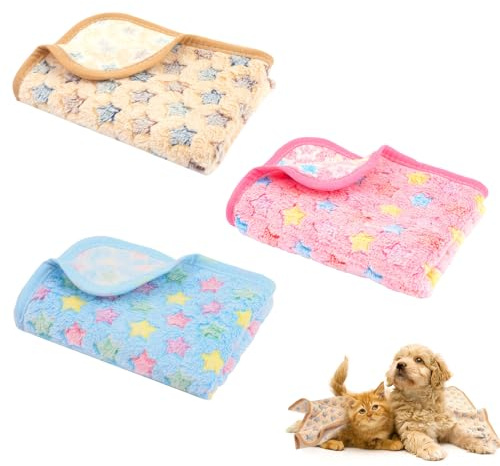 Neerow 3 Pack Dog Blanket Washable, 60 x 40 cm Soft Fluffy Cat Blanket | 3 Colors Puppy Pet Blankets for Indoor Cats Dogs Sofa Bed
