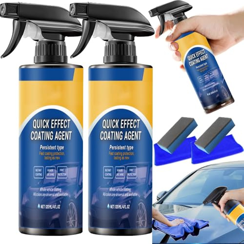 Spray Céramique Voiture, Spray Plastiques Intérieurs Finition, Polish Voiture Protection Anti-Rayures, Polisseuse Voiture, Protection de Revêtement Voiture Quick Coating Spray (2 PCS)