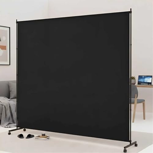 Large Single Panel Room Divider, 73 x 75 Freestanding Privacy Screen with Wheels, Thickened Fabric Partition Wall for Room Separation, Portable Room Separator for Indoor Office, Bedroom,Patio