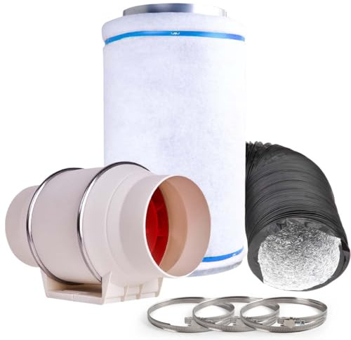 Mammoth TT Extraction Kit with Lite Carbon Filter – Twin Speed Inline Fan & Ducting for Hydroponic Grow Tents & Grow Rooms | Budget Odour Control System (4”–12”) (5)