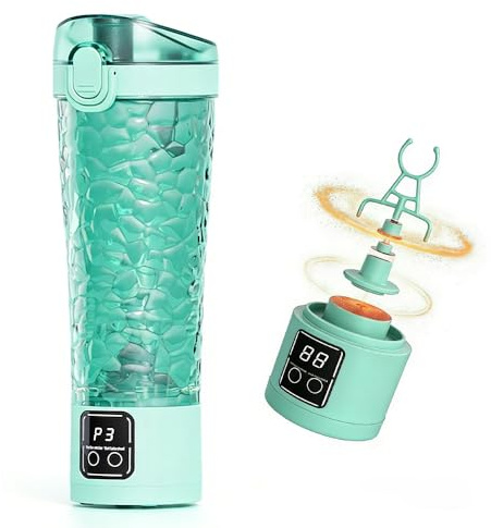 Electric Protein Shaker Bottle, 700ml/24oz Rechargeable Shaker Cup with Removable Base Portable Leakproof Shaker for Protein Shakes for Gym Travel Mixer Cup for Shakes and Meal Replacements (Green)