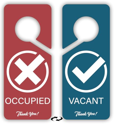 PRESSINART 2 Pezzi Cartello A Porta Occupato/Libero In PVC A Doppia Faccia Resistente 9 x 4 Pollici Insegna di Segno Rosso e Blu per Maniglia Della Porta Del Bagno per Ufficio Casa Sala Riunioni Hotel