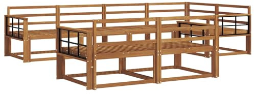 vidaXL Outdoor-Sofagarnitur 7 pcs Natur Massivholz Akazie, Sofa-Set aus Akazienholz, wetterfeste modulare Gartenmöbel, Outdoor Lounge, Flexibles Sectional-Sitzarrangement