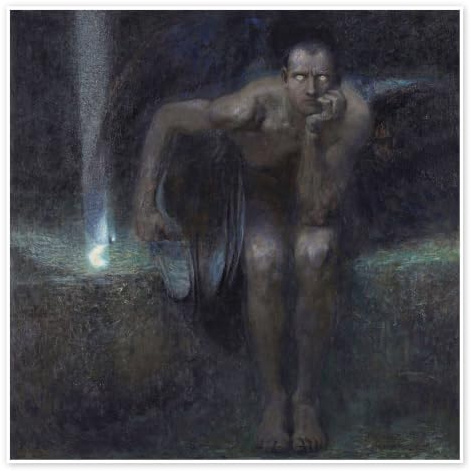 Posterlounge Lucifer Poster | 100 x 100 cm von Franz von Stuck Schwarz Wandbilder Wanddeko