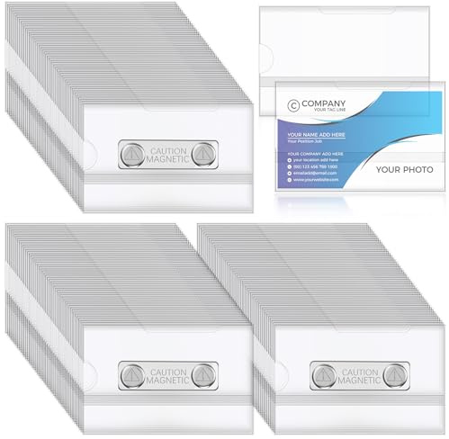 Faccito 200 Pcs Badges Nominatifs Magnétiques 9 x 5,5 cm Étiquette d'Identification Magnétique Badges de Nom en PVC Horizontale Porte-Noms avec Aimant pour Travail Conférence École Collège
