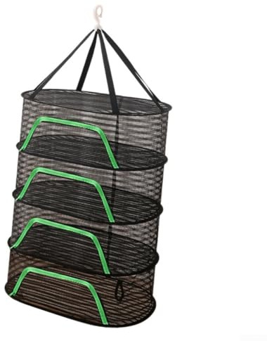 Red de secado plegable para verduras, pescado y alimentos deshidratados con cierre de cremallera y sistema de gancho colgante ajustable (C)