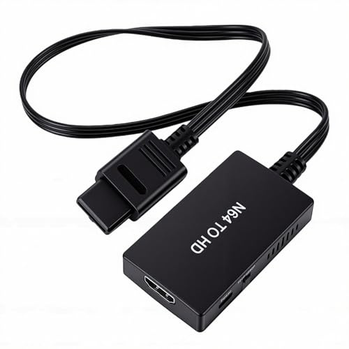 Cuifati Convertidor N64 a HDMI, Adaptador de Videojuegos Upscaler 1080P, Adaptador Multimedia Plug and Play N64 a HD para Proyector de Monitor HDTV