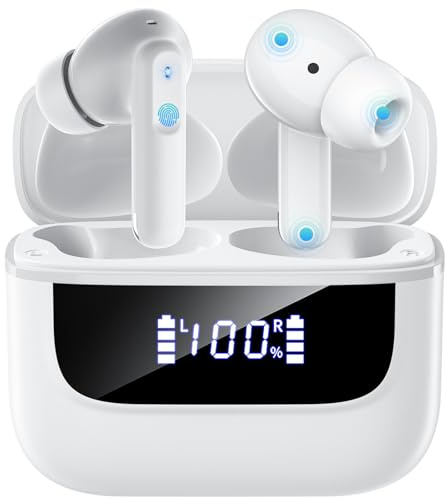Kopfhörer Kabellos Bluetooth 5.4, 6 Mikrofone ENC Noise Cancelling für Klarere Anrufe, Bluetooth Kopfhörer in Ear HiFi Tiefer Bass, USB C Kopfhörer, 48 Std LED-Anzeige, IPX7 Wasserdicht Sport Ohrhörer