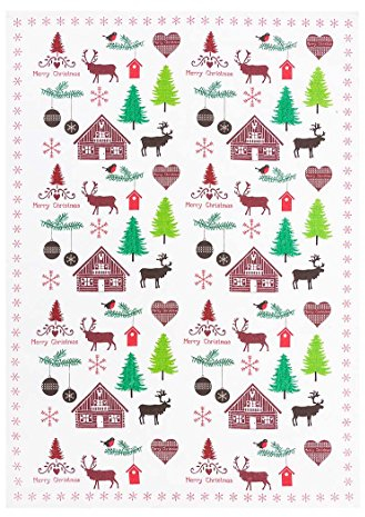 Kracht: - Geschirrtücher aus Halbleinen, Blockhütte, 2er Pack, 50x70 cm