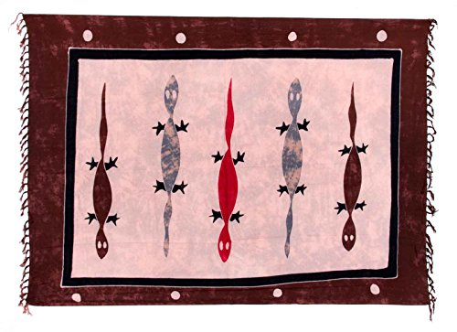 Ciffre Sarong Pareo Wickelrock Dhoti Lunghi Tuch Strandtuch Beige Lachs Braun Gecko