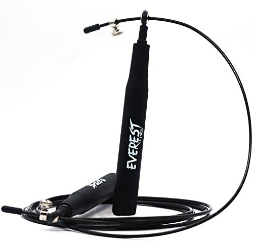 EVEREST FITNESS Skipping Rope, Adjustable, Stainless Steel Handles, 3.05m, Plastic, Black