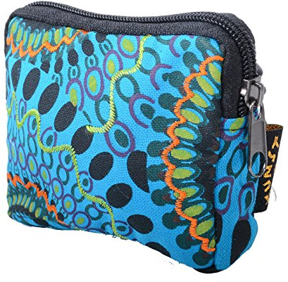Kunst und Magie Bunter Geldbeutel Kulturbeutel aus Baumwolle Goa Hippie Ethno, Farbe:Blau
