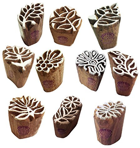 Stoff Druck Blöck Indisch Klein Blatt Muster Holz Stempel (Set von 10)