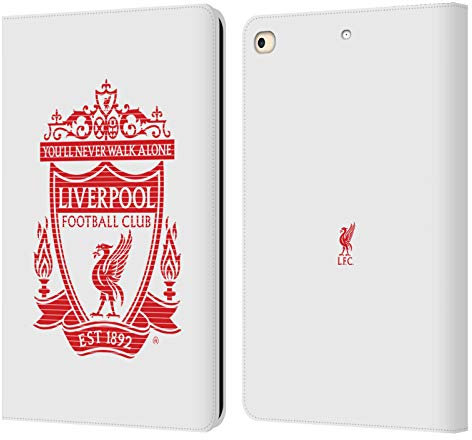 Head Case Designs Licenciado Oficialmente Liverpool Football Club Blanco Cresta 2 Carcasa de Cuero Tipo Libro Compatible con Apple iPad 9.7 2017 / iPad 9.7 2018