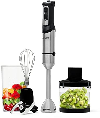 Mellerware - Mixeur plongeant Spiro!2021 1000W | Blender Multifonction 3en1, Hachoir, Émulsifiant, Mélanger | Vitesse réglable | TURBO | Acier inoxydable | Anti-éclaboussures | 3 accessoires | Noir