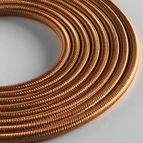 Klartext - Rundes Textilkabel LUMIÈRE für Beleuchtung, 3 x 0,75 mm, Bronze, 3 m. | Achtung: Erdkabel im Lieferumfang enthalten! Maximale Stoßsicherung!