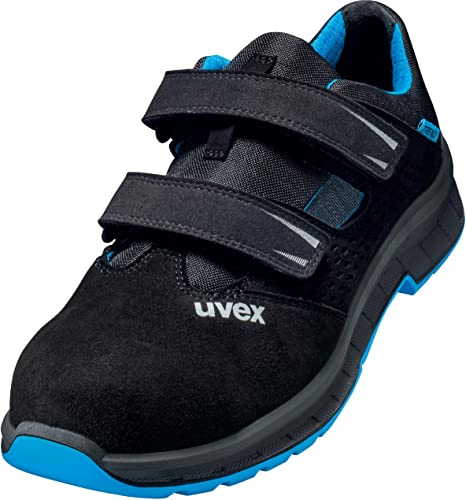 Uvex 2 Trend Sandale, Sicherheitsschuhe S1 P SRC, Arbeitsschuhe für Herren, Schwarz/Blau, Größe 43