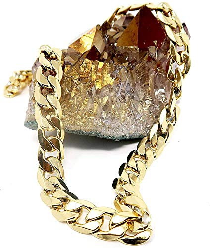 Lifetime Bling 14ct 9MM Gold Chain Cuban link Necklace for Men, Women 14k Diamond cut w/real strong Solid Clasp. (22)