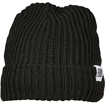 Urban Classics Unisex Strickmütze Trawler Beanie aus recyceltem Garn für Herren & Damen - Fisherman Beanie für den Winter, Black, one Size