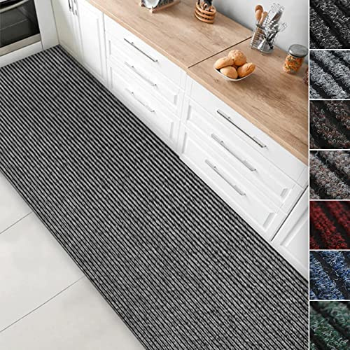 Floordirekt Küchenläufer Granada - Teppich-Läufer auf Maß für die Küche - Breite: 80 cm - Moderne & hochwertige Wohnteppiche (Grau, 80 x 350 cm)