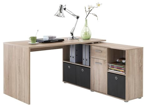 FMD Eckschreibtisch Lex Eiche Braun