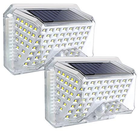 ROVLAK Solarlampen für Außen Wetterfest LED Solar Leuchten 270° Beleuchtung wasserdichte Wandleuchte Solarleuchten mit Bewegungsmelder Wandmontage Gartenlaternen für Garten Bambus Balkon【2 Stück】