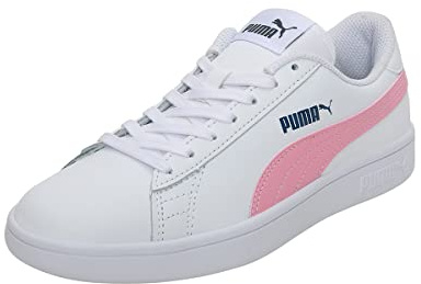 PUMA Unisex-Kinder Smash V2 Leder-Sneaker, Weiß (PUMA Prism Pink), 38.5 EU, Puma White Prism Pink, 38.5 EU