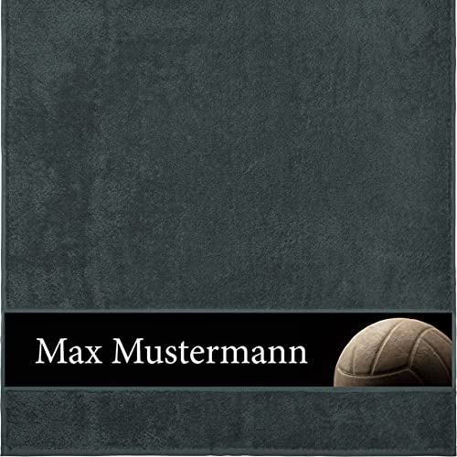 Manutextur Duschtuch mit Namen - personalisiert - Motiv Volleyball - viele Farben & Motive - Dusch-Handtuch - anthrazit - Größe 70x140 cm - persönliches Geschenk mit Wunsch-Motiv und Wunsch-Name