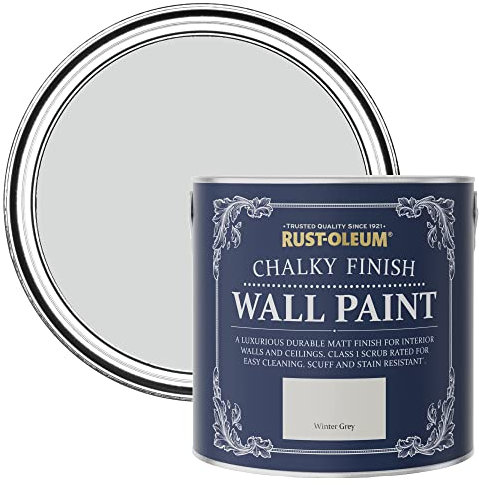 Rust-Oleum Grey Wall and Ceiling Paint in a Chalky Matt Finish - Winter Grey 2.5L