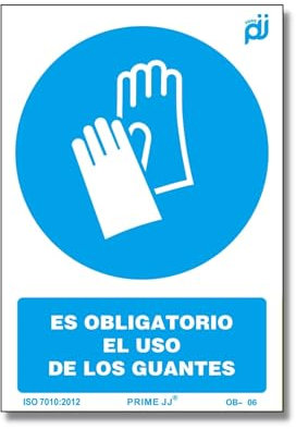 PRIME JJ OB-206S - Señal Adhesiva Obligatorio el uso de guantes 10x15 cm