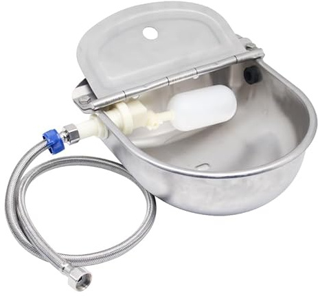 Automatischer Wassernapf für Tiere, Viehtränke aus Edelstahl mit Schwimmerventil und Gewinderohr, für Pferd, Ziege, Rind, Schwein, Hund