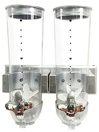 SHZICMY Doppel Müslispender, 3L Cerealienspender Wand, Wandmontiert Getreidespender Cornflakesspender Cornflakes Spender Müsli Dispenser (Silver)