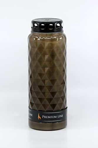 PREMIUM LINE Grabkerzen, Bronze, 14 Tage Brenndauer, mit Deckel, Trauerlicht, Friedhofskerzen, Grablichter für Gedenken & Grabgestaltung, 8 Stück